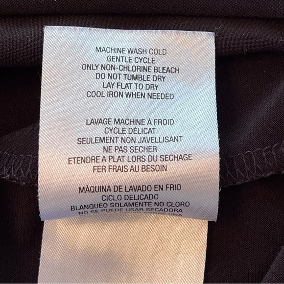 Tahari Black V-Neck Short Sleeve Waist Tie Faux Wrap Dress LBD Large - Picture 12 of 16